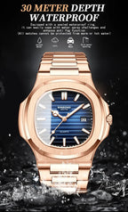 Novo relógio masculino casual de negócios em ouro rosa