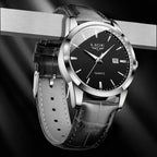 Relógio LIGE para Homem, Marca Top de Luxo, Relógio de Pulso em Pele Preta para Homem, Estilo Militar Desportivo, Resistente à Água, Quartzo.