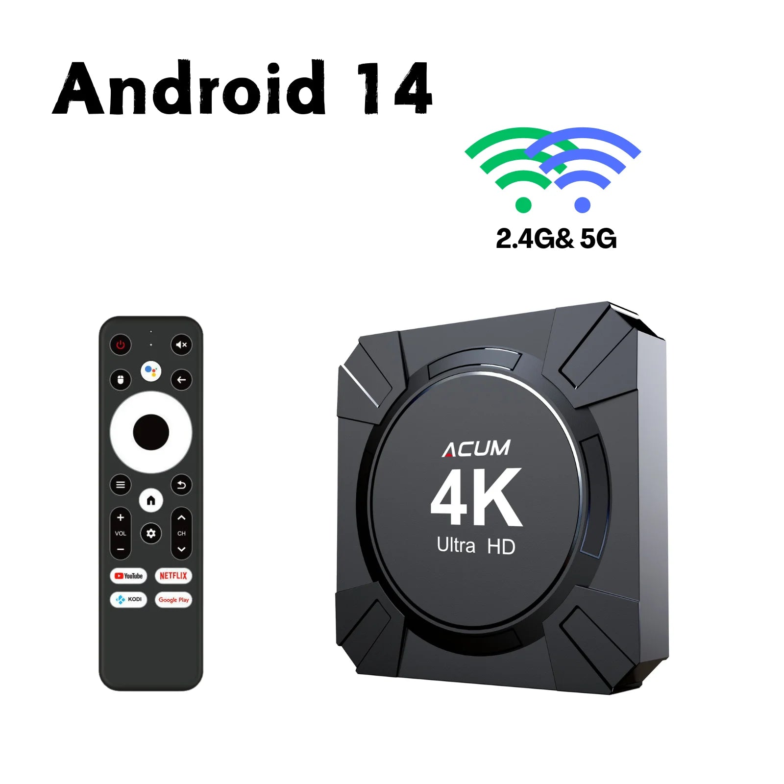 Android 14 TV Box Allwinner H313 2GB 16GB 4K Media Player com Comando Remoto por Voz ATV STB Dual-Band WiFi 2.4G 5G Smart Set Top Box