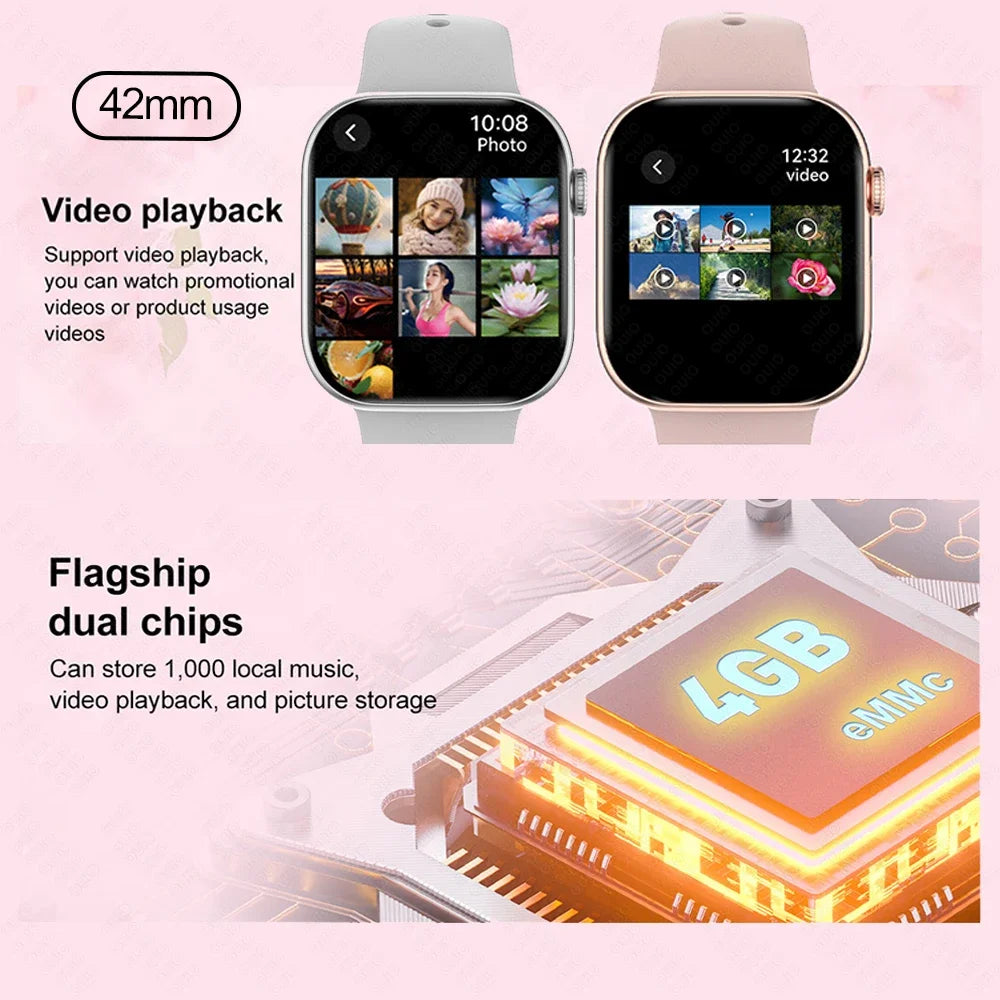 Novo Smartwatch DT Watch X Mini com Menu 3D, Vídeo, TWS, IA, Voz, Bússola, Teste de Saúde e Desporto, Música e Ecrã AMOLED de 1,85 polegadas para Mulher.