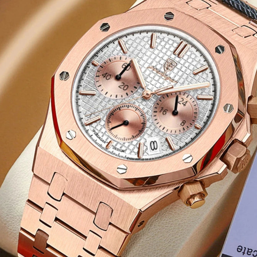 Relógio de pulso de luxo para homem, POEDAGAR, original, com data, luminoso, à prova de água, em aço inoxidável, estilo executivo e moderno, com mecanismo de quartzo.