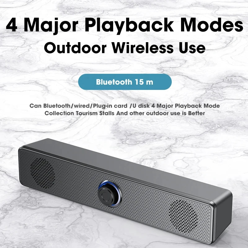 Coluna de Som Bluetooth com Som Surround 4D, Barra de Som com Fio para Computador, Colunas de Som Estéreo com Subwoofer para Portátil, PC, Home Theater e TV, Entrada Auxiliar de 3,5 mm