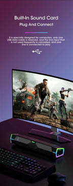 Coluna de Som 4D para Computador Bluetooth 5.0 com Fio, Som Surround, Barra de Som Estéreo com Subwoofer para Portátil, Notebook e PC