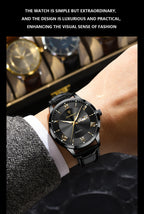 Relógio de pulso de luxo POEDAGAR para homem, à prova de água, com luminescência, data e indicador de semana, em pele, com mecanismo de quartzo. Um relógio de pulso masculino requintado.