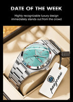 Relógio de homem de luxo original POEDAGAR, moderno, luminoso, à prova de água, com cronógrafo e data, em pele, quartzo.