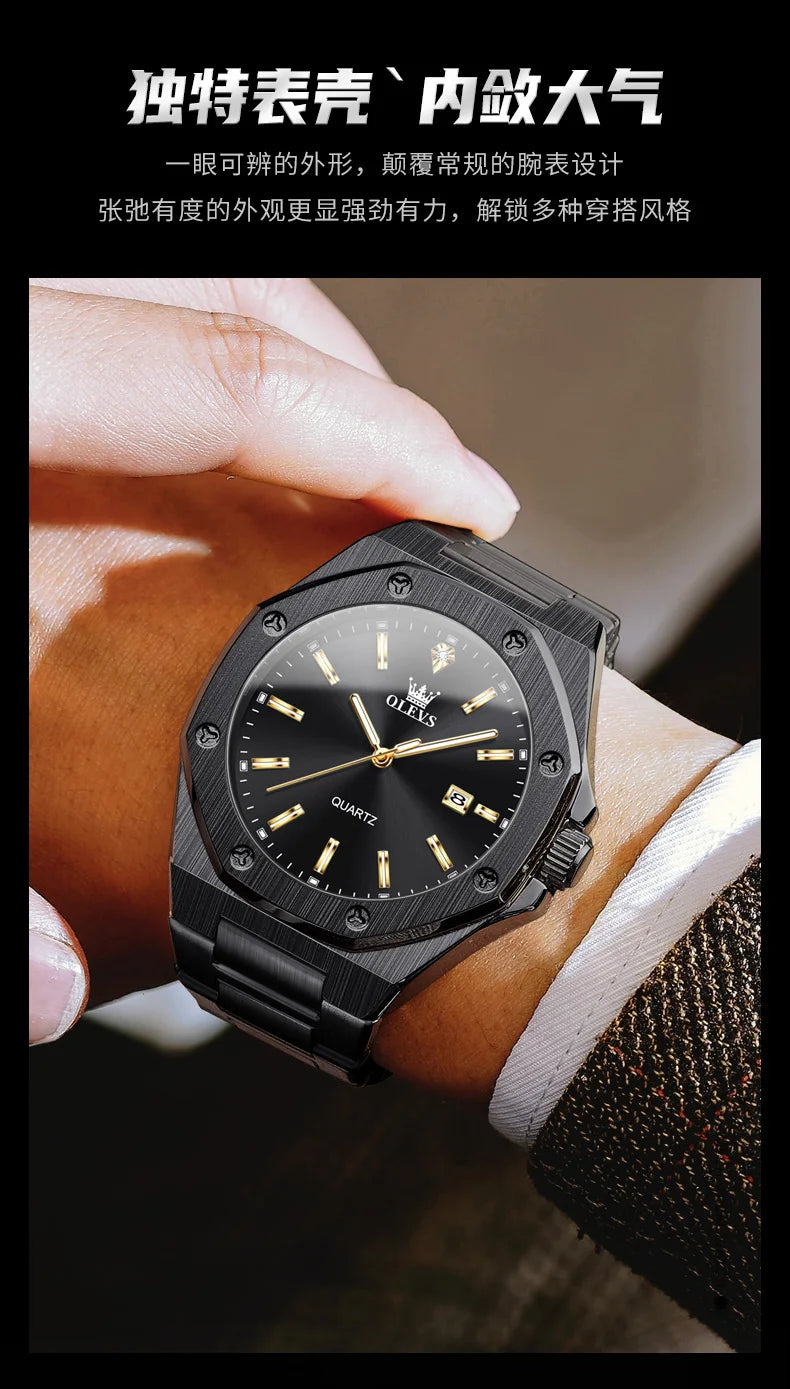 Relógio OLEVS 3613 Masculino Multifunções Cronógrafo de Pulso Original à Prova de Água Luminoso Quartzo Automático