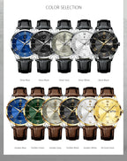 Relógio de pulso de luxo POEDAGAR para homem, à prova de água, com luminescência, data e indicador de semana, em pele, com mecanismo de quartzo. Um relógio de pulso masculino requintado.