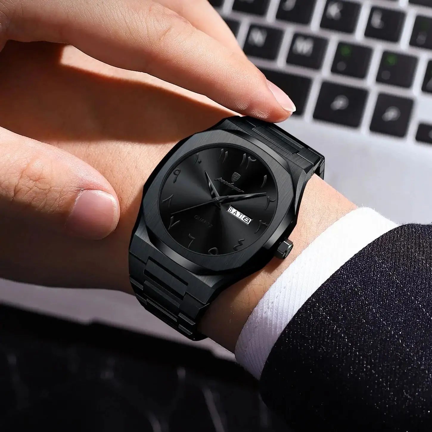 Relógio militar POEDAGAR para homem, à prova de água, de luxo, com calendário semanal, de quartzo, em aço inoxidável. Relógio de pulso masculino moderno.